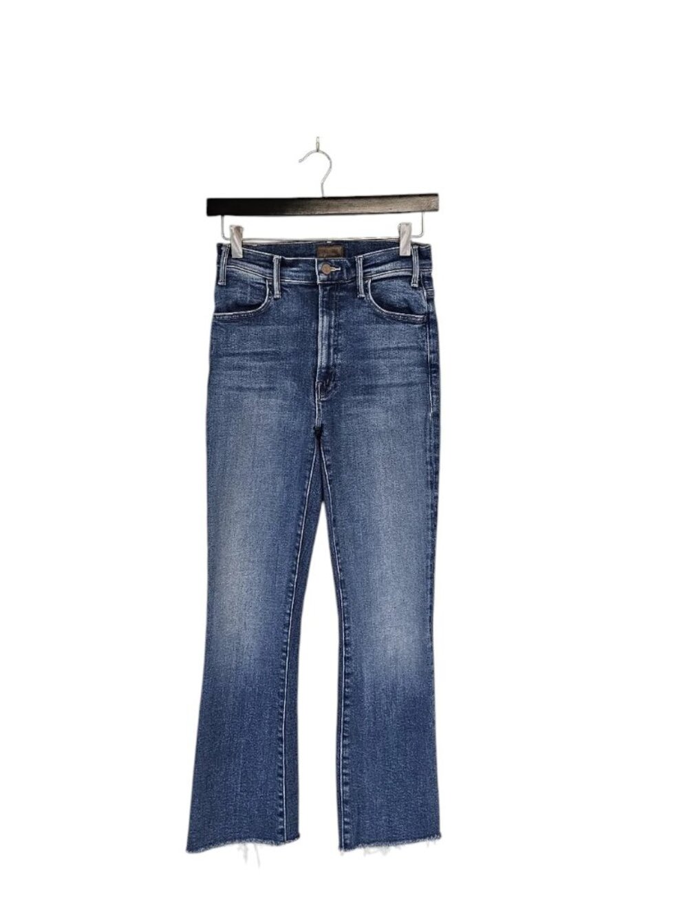 MOTHER The Hustler Ankle Fray High Rise Straight Leg Blue Jeans 26 Preowned
